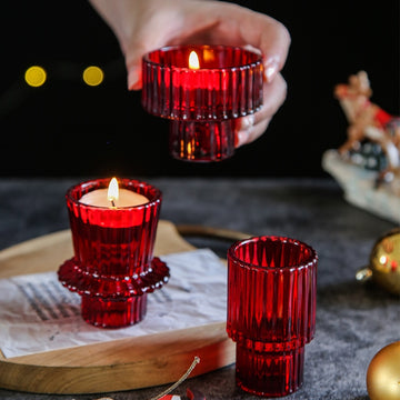 Red Glass Candle Holders