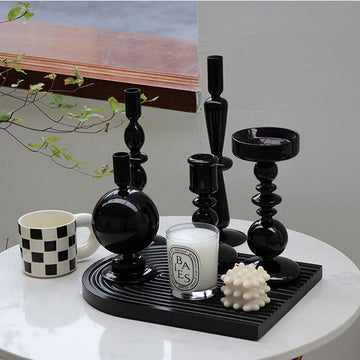 Creative Hydroponic Glass Black Candlestick