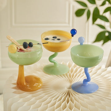 Creative Colored Glass Goblet Ice Cream Bowl
