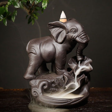 Ceramics Elephant Backflow Incense Vase